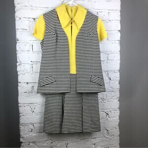 Vintage 70’s Maggi Yellow and Houndstooth Dress & Vest